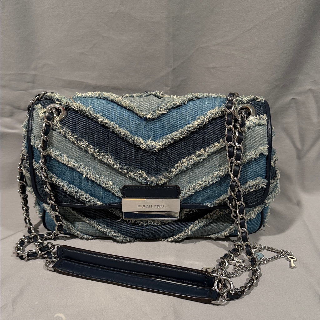 Michael Kors Denim Chevron Shoulder Bag